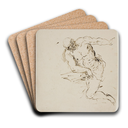 Knlende Skt Hieronymus, lsende by Jacopo Palma il Giovane Art Drink Coaster set