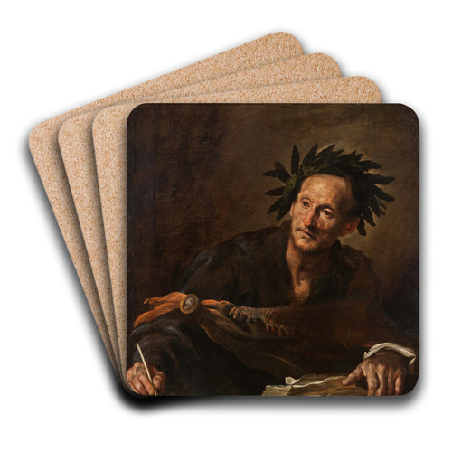 A Poet from Antiquity by Domenico Fetti Art Drink Coaster set