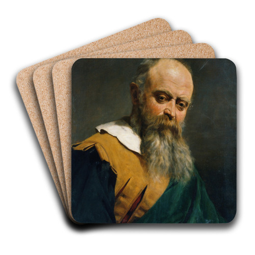 Brtiger Mann mit Pelzkragen und Kette by Natale Schiavone Art Drink Coaster set