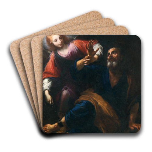 The Liberation of Saint Peter by Simone Pignoni Art Drink Coaster set The Liberation of Saint Peter by Simone Pignoni Art Drink Coaster set