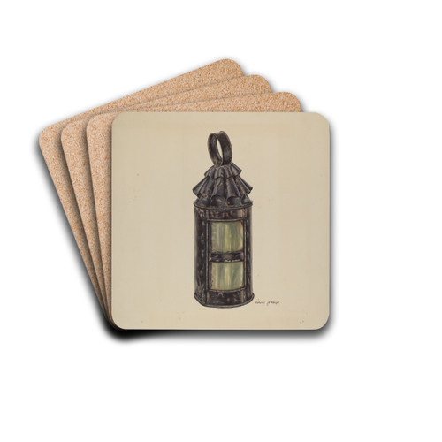 Horn Lantern by Dolores Haupt Drink Coasters - set of 4 Horn Lantern by Dolores Haupt Drink Coasters - set of 4