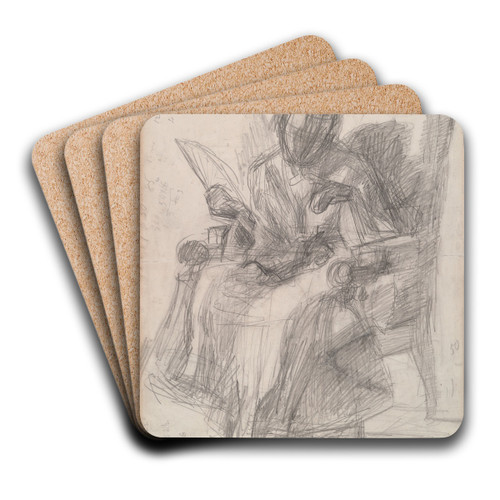 Study for Girl with Cat-Katherine by Thomas Eakins Art Drink Coaster set