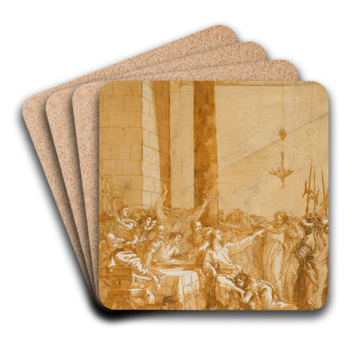 Christ at Supper with Simon the Pharisee, with the Anointment of Christ's Feet by Mary Magdalen by Giovanni Domenico Tiepolo Art Drink Coaster set