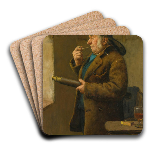 The old pilot by Edwin Harris Art Drink Coaster set