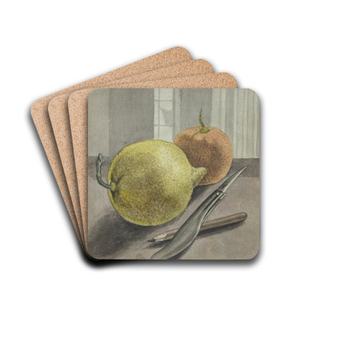 Stilleven met vruchten, mes en potlood by Jan Brandes Drink Coasters - set of 4