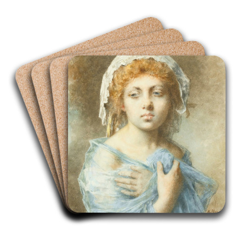 Portrait Of A Young Lady by Alexei Harlamoff Art Drink Coaster set
