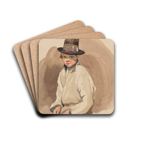 Study of a village boy by Piotr Michaowski Drink Coasters - set of 4