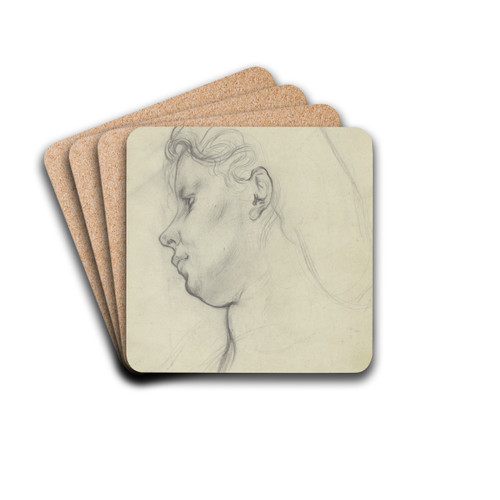 Kopf eines Mdchens im Profil nach links by Otto Scholderer Drink Coasters - set of 4