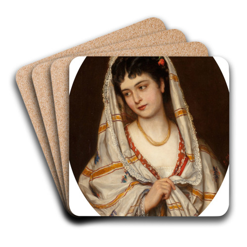 A young Italian beauty by Eugen von Blaas Art Drink Coaster set