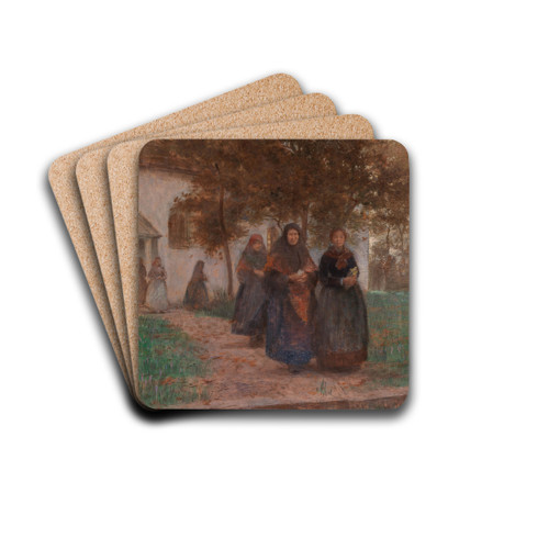 Beim Kirchgang by Karl Friedrich Gsur Drink Coasters - set of 4