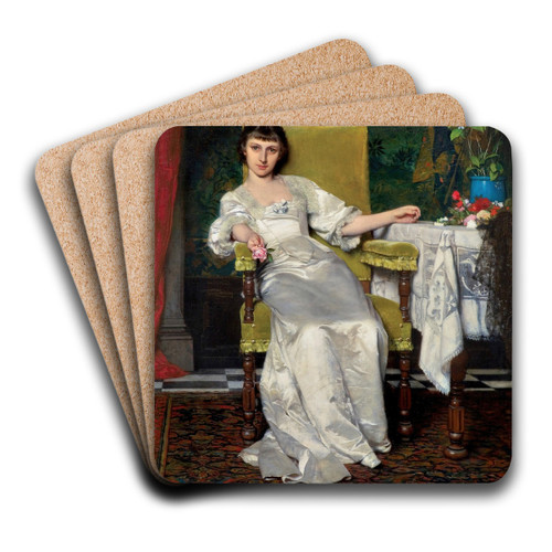 A lady with rose by Wadysaw Czachrski Art Drink Coaster set