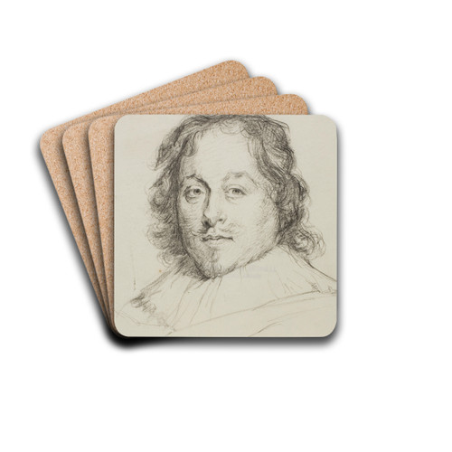 Constantijn Huygens by Follower of Anthony van Dyck Drink Coasters - set of 4 Constantijn Huygens by Follower of Anthony van Dyck Drink Coasters - set of 4