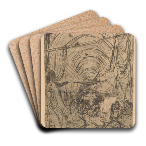 Kooplieden in een bazaar in Constantinopel by Marius Bauer Art Drink Coaster set
