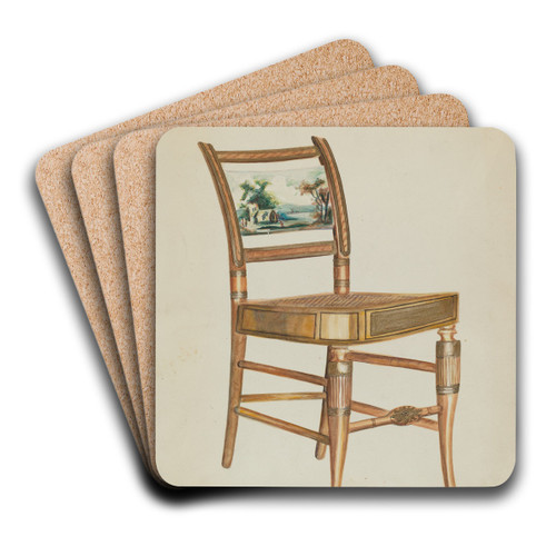 Chair - with Hudson River Scenes by Ella Josephine Sterling Art Drink Coaster set
