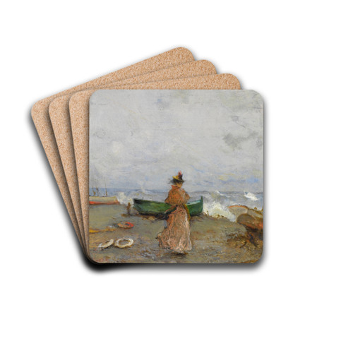 In Riva Al Mare by Pompeo Mariani Drink Coasters - set of 4 In Riva Al Mare by Pompeo Mariani Drink Coasters - set of 4