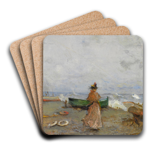 In Riva Al Mare by Pompeo Mariani Art Drink Coaster set In Riva Al Mare by Pompeo Mariani Art Drink Coaster set