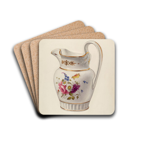 White Glazed Porcelain Pitcher by Paul Ward Drink Coasters - set of 4 White Glazed Porcelain Pitcher by Paul Ward Drink Coasters - set of 4