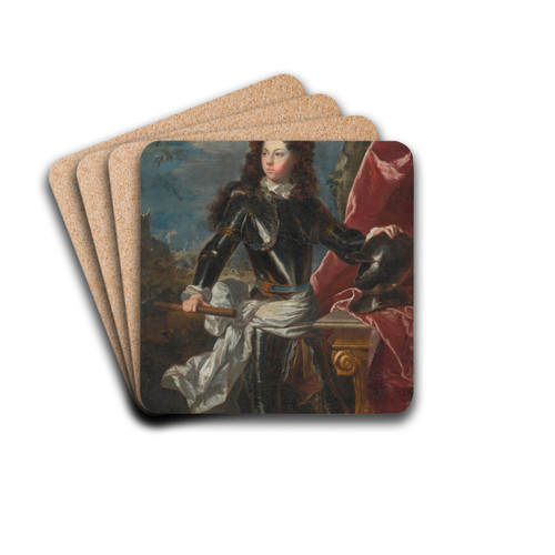Portrait Of A Man In Armour by Workshop of Hyacinthe Rigaud Drink Coasters - set of 4
