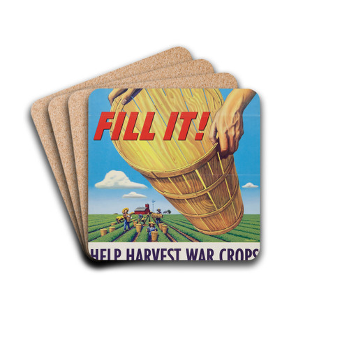 Fill it! Help Harvest War Crops by Stevan Dohanos Drink Coasters - set of 4