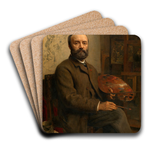 The Painter Charles Verlat by Edouard De Jans Art Drink Coaster set