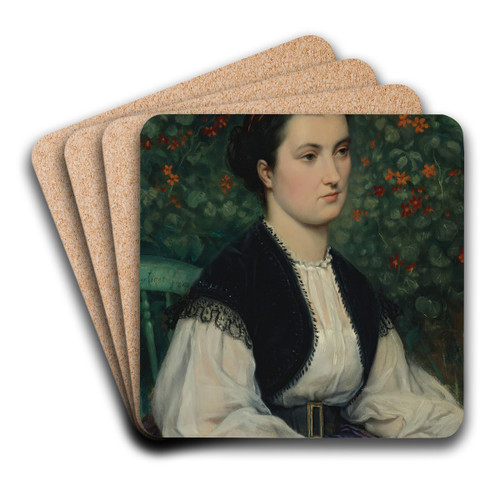 Portrait Of A Lady by James Tissot Art Drink Coaster set