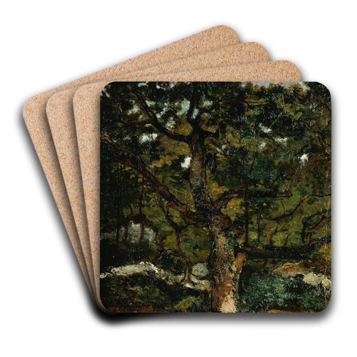 View Of The Fontainebleau Forest by Antoine-Louis Barye Art Drink Coaster set