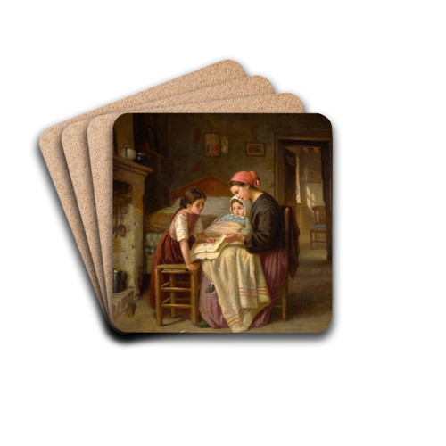 The Sick Child by Paul Seignac Drink Coasters - set of 4 The Sick Child by Paul Seignac Drink Coasters - set of 4