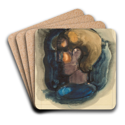 Profilkopf in Fleckformen by Oskar Schlemmer Art Drink Coaster set