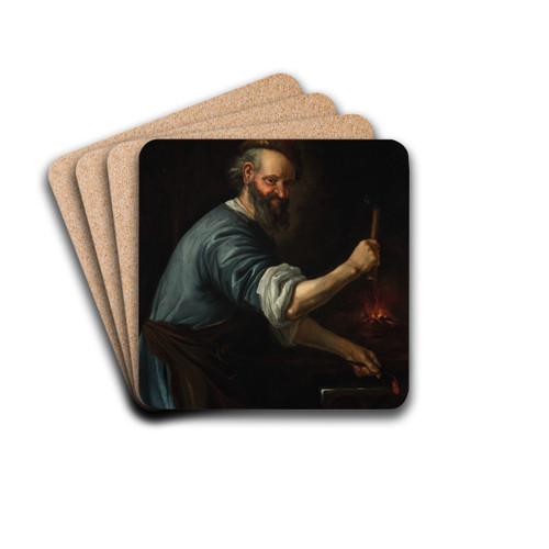 A blacksmith by Jacob Toorenvliet Drink Coasters - set of 4 A blacksmith by Jacob Toorenvliet Drink Coasters - set of 4