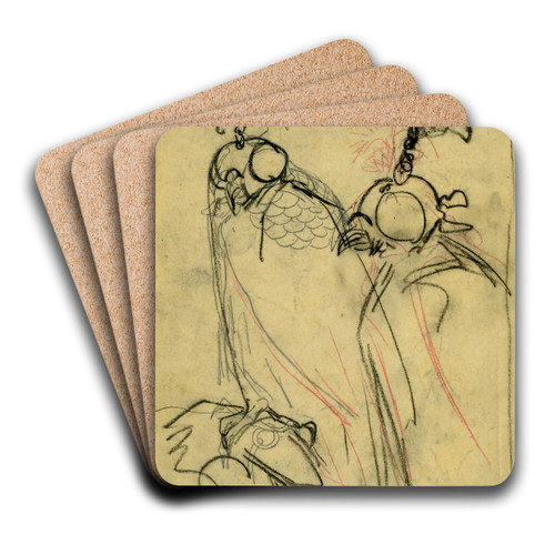 Twee valken met oogkapjes by Theo van Hoytema Art Drink Coaster set