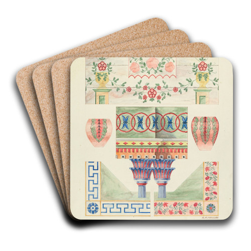 Details of Painted Decorations on Reredos and Walls by Randolph F. Miller Art Drink Coaster set Details of Painted Decorations on Reredos and Walls by Randolph F. Miller Art Drink Coaster set