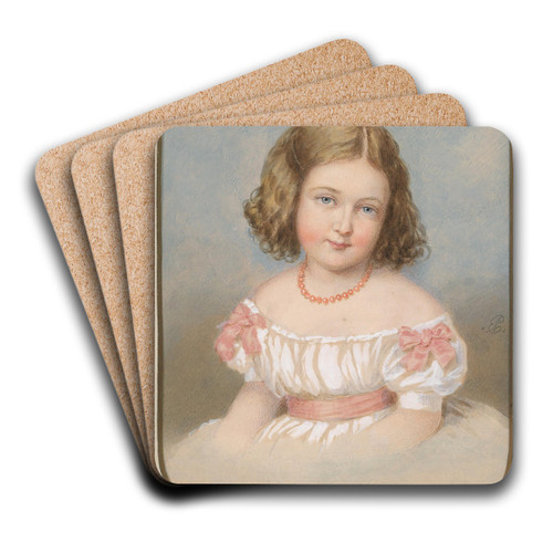 Bildnis eines kleinen Mdchens in weiem Kleid mit rosa Schleifen by Emanuel Thomas Peter Art Drink Coaster set