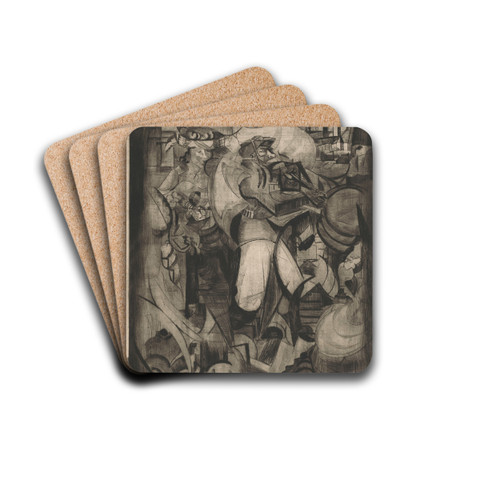Prent, after Henri Victor Gabriel Le Fauconnier by Lodewijk Schelfhout Drink Coasters - set of 4 Prent, after Henri Victor Gabriel Le Fauconnier by Lodewijk Schelfhout Drink Coasters - set of 4