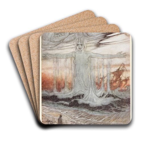 The Shipwrecked Man and the Sea by Arthur Rackham Art Drink Coaster set