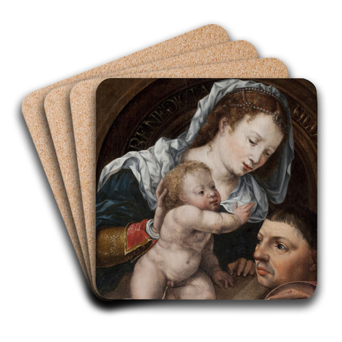 Virgin and Child with a Patron by Jan Gossaert Art Drink Coaster set