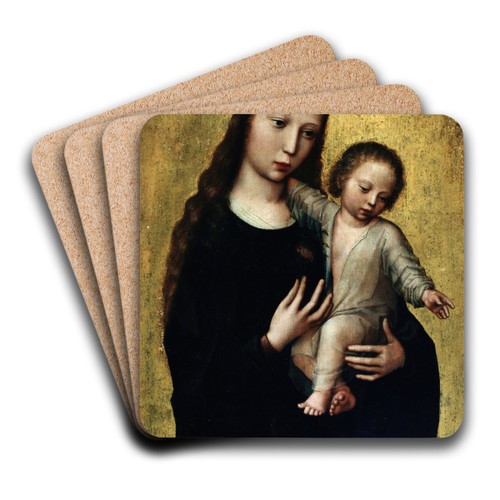 The Virgin Mary with the Child Jesus in a Shirt by Adriaen Isenbrandt Art Drink Coaster set