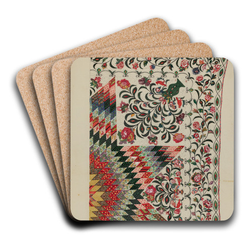 Patchwork and Applique Quilt by Mary Berner Art Drink Coaster set Patchwork and Applique Quilt by Mary Berner Art Drink Coaster set