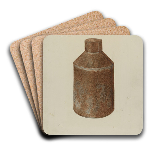 Tin Tea Caddy by Eldon Allen Art Drink Coaster set Tin Tea Caddy by Eldon Allen Art Drink Coaster set