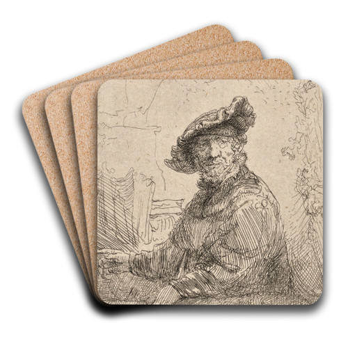 Man in an Arbour by Rembrandt van Rijn Art Drink Coaster set