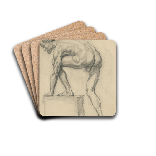 Study of Male Nude by Emil Alexay-Olexk Drink Coasters - set of 4