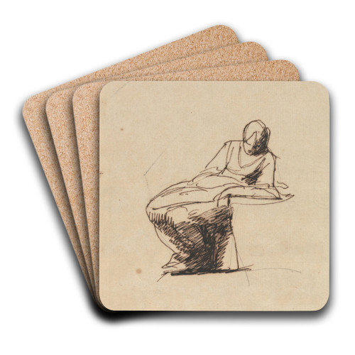 A Seated Woman by George Romney Art Drink Coaster set