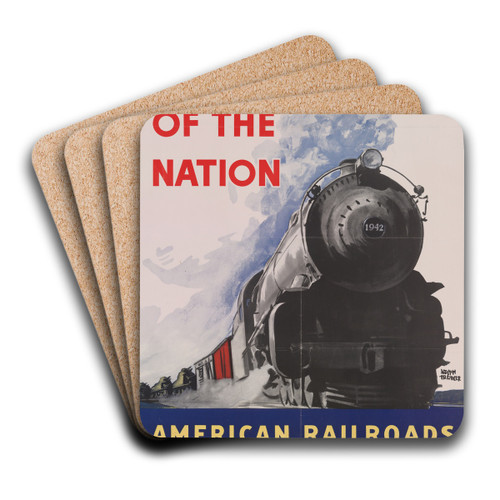 Life-line of the nation American railroads by Adolph Treidler Art Drink Coaster set