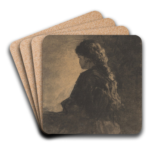 Seated Girl by William Morris Hunt Art Drink Coaster set