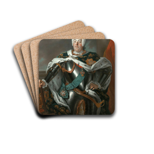 Portrait of Augustus III of Poland by Louis de Silvestre Drink Coasters - set of 4 Portrait of Augustus III of Poland by Louis de Silvestre Drink Coasters - set of 4