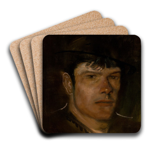 Lad with a Large Ear and a Small Hat by Ladislav Mednynszky Art Drink Coaster set