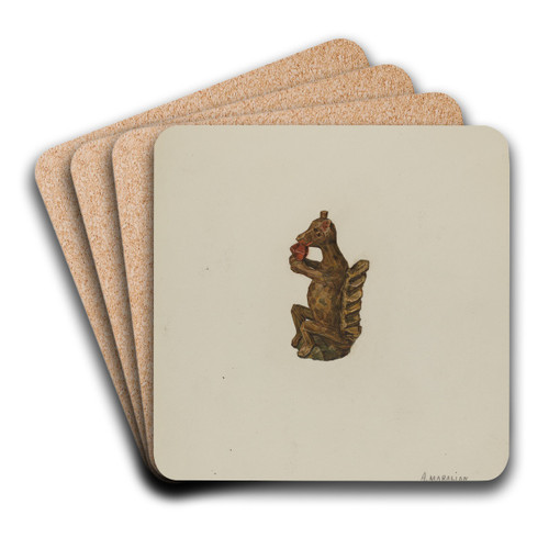 Pa. German Squirrel Figurine by Arsen Maralian Art Drink Coaster set
