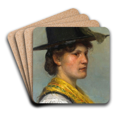 Bauernmdchen in Tracht by Hermann Lindenschmit Art Drink Coaster set
