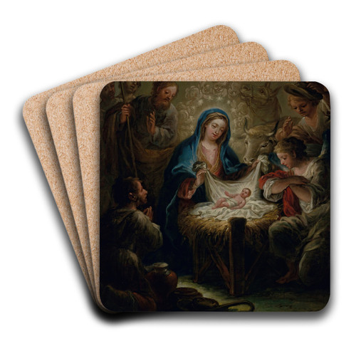 The Adoration of the Sheperds by Jernimo Ezquerra Art Drink Coaster set