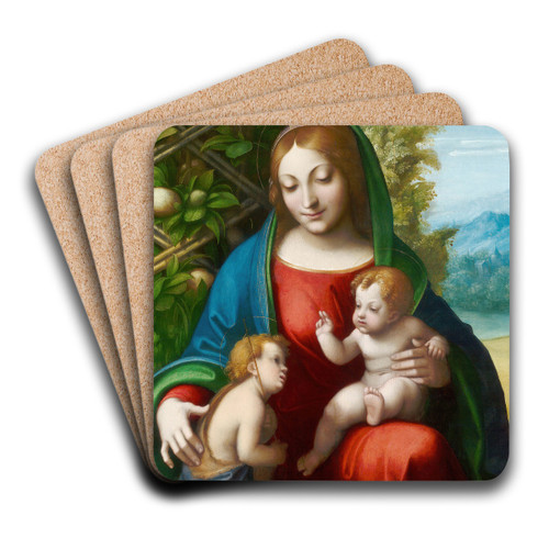 Virgin and Child with the Young Saint John the Baptist by Correggio Art Drink Coaster set