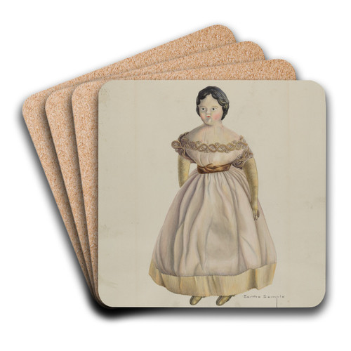 Mechanical Walking Doll by Bertha Semple Art Drink Coaster set